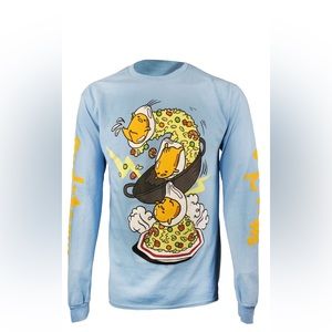 Gudetama Sanrio long sleeve tee XL light blue lazy egg NWOT